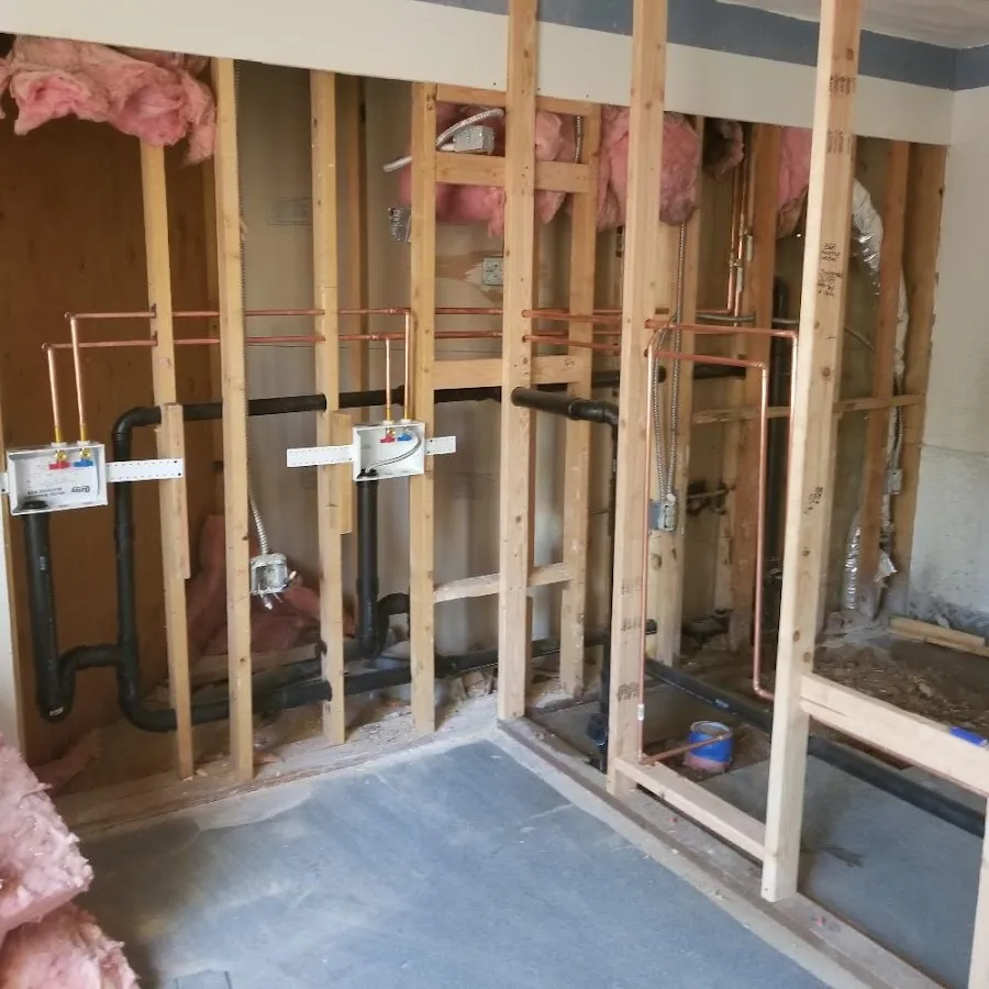 Copper pipe rough-in and plumbing installation in Arkansas City